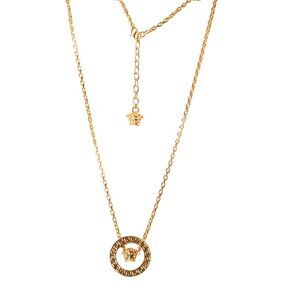 Versace Unisex Gold Color Metal Medusa Greca Chain Necklace Pendant